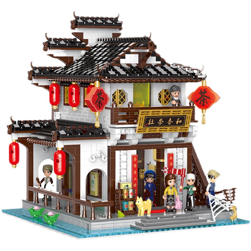 古建筑立体全套江南水乡积木拼装