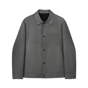 劲霸男装2025春夏新款时尚翻领经典绵羊皮茄克┃BPLN1301