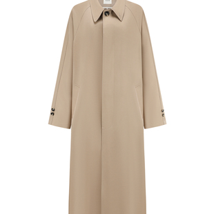 TOATEE 醋酸羊毛极简立领直身长风衣