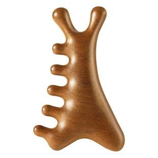 多功能四合一按摩梳檀木头皮经络梳头疗脸部眼部颈部刮痧疏通神器