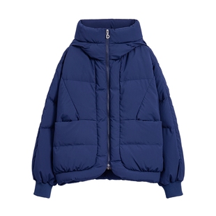 【保暖90白鸭绒】Desigual25秋冬新品压褶撞色印花里布女士羽绒服