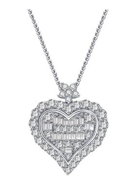 D色莫桑石满钻桃心形吊坠