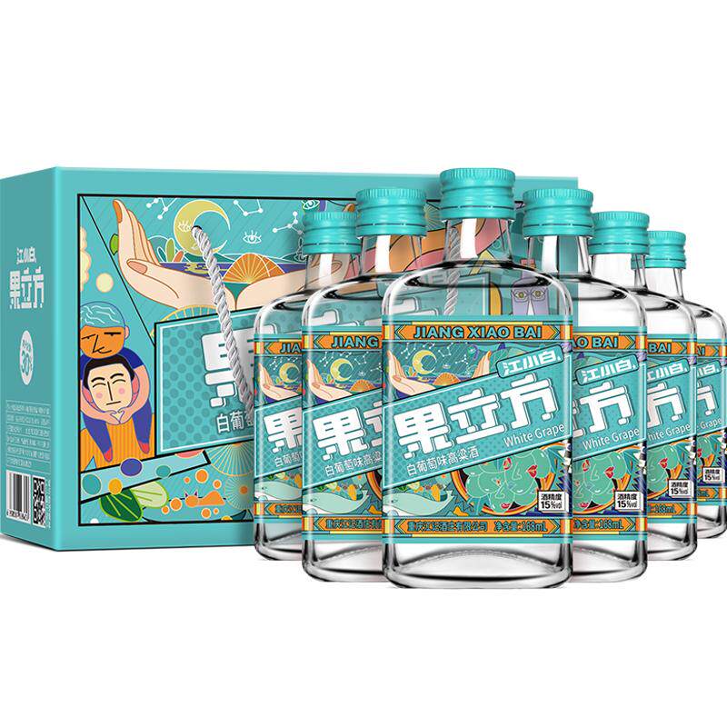 江小白果立方水果味15度白葡萄味168ml*6瓶箱装果酒
