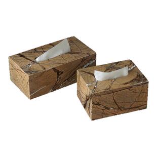 轻奢酒店用抽纸盒民宿房间客厅样板间高档天然大理石个性纸巾盒