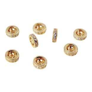 18K包金镀金保色镶锆石车轮隔片隔珠diy手工串珠手链项链配珠材料