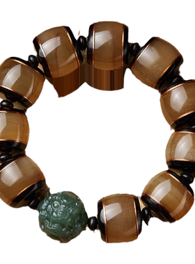 男士大颗羊角复古貔貅手串