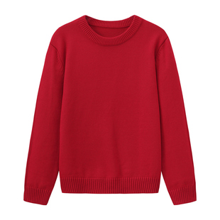 高圆圆明星同款小马刺绣新年红色针织衫女2026新款圆领本命年毛衣