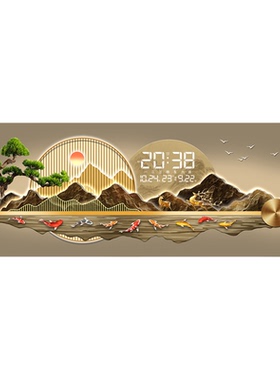新款客厅装饰画轻奢高级感钟表电子挂钟沙发背景墙挂画时钟壁灯画
