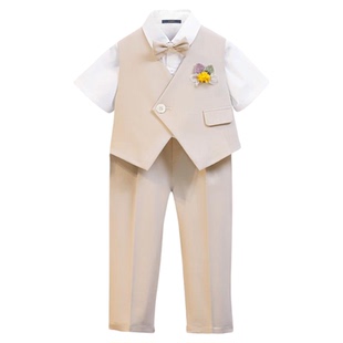 罗蒙西服男童主持人小礼服儿童西装套装周岁花童男童演出服装英伦