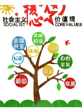 社会主义核心价值观墙贴学校班级教室布置装饰党建文化墙背景贴纸