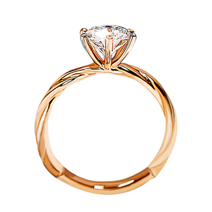 藤蔓六爪钻戒女18K玫瑰金50分一克拉IGI人造培育钻石结婚戒指麻花