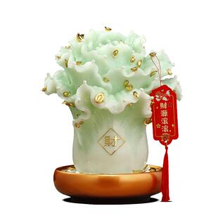 百财招来玉白菜摆件客厅玄关酒柜新家招财装饰品店铺开业乔迁礼物