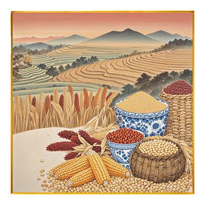 五谷丰登十字绣方形2025新款线绣丰风景满绣刺绣玄关挂画自己绣