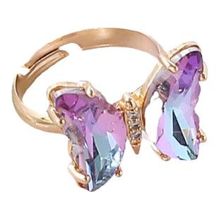 儿童蝴蝶宝石戒指公主小女孩子女童女孩钻石高级水晶饰品玩具钻戒