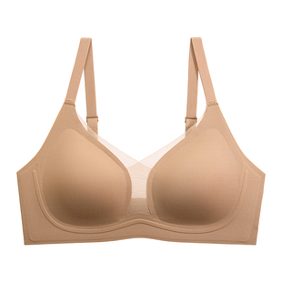 深V网纱无痕隐形粉底液内衣女小胸聚拢软支撑收副乳防下垂文胸罩