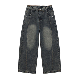 回力1927牛仔风男裤弯刀新款牛仔裤子宽松阔腿长裤做旧水洗牛仔