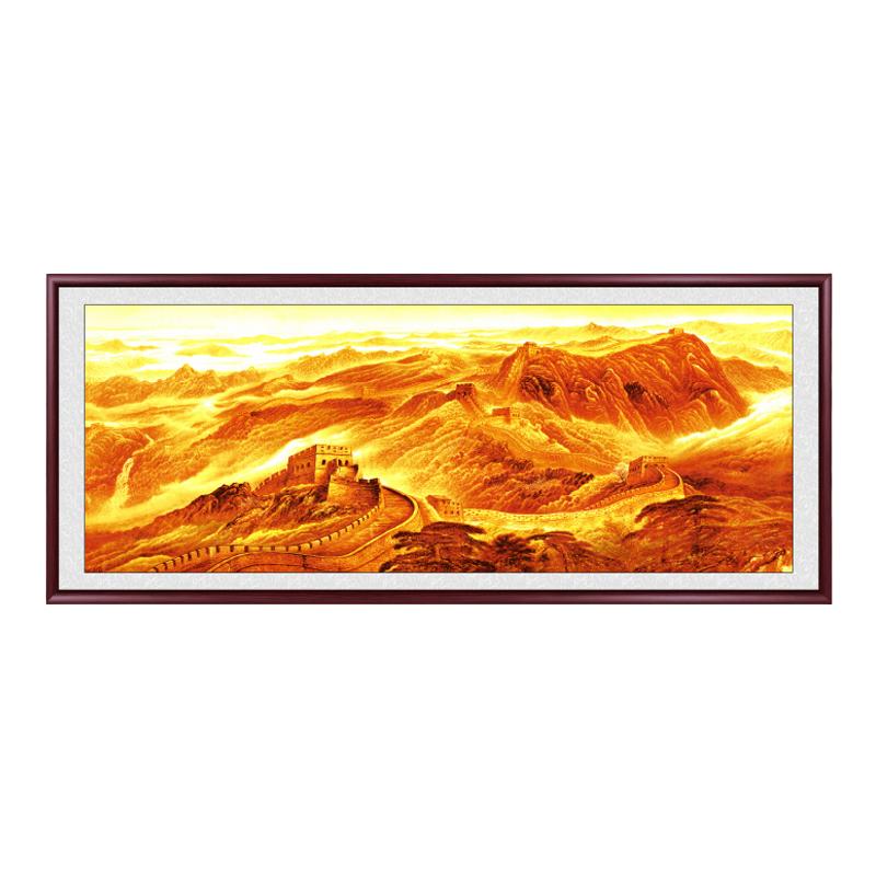 金色万里长城国画山水画定制壁画