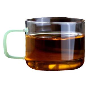 两只装简约品茗杯 耐热玻璃小茶杯 彩色手柄小茶碗80ml喝茶老板杯