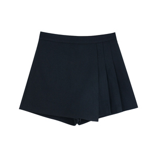 pusumede 纽顿少女 不规则灰色西装半身裙女通勤高腰A字百褶裙裤