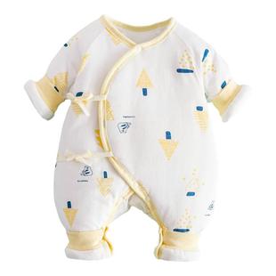 哇哇新生婴儿衣服秋冬夹棉加厚冬装保暖棉袄婴幼儿初生连体衣棉衣