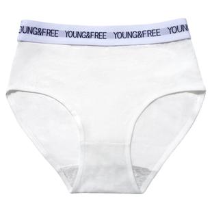 原创中高腰宽边字母腰带纯色纯棉质舒适抗菌运动性感街舞女士内裤