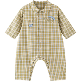 【商场同款】英氏婴儿衣服春秋春季透气休闲男宝宝连体衣纯棉爬服
