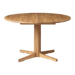 北欧全原木餐桌可伸缩圆形椭圆折叠家用小户型饭桌极简复古小户型