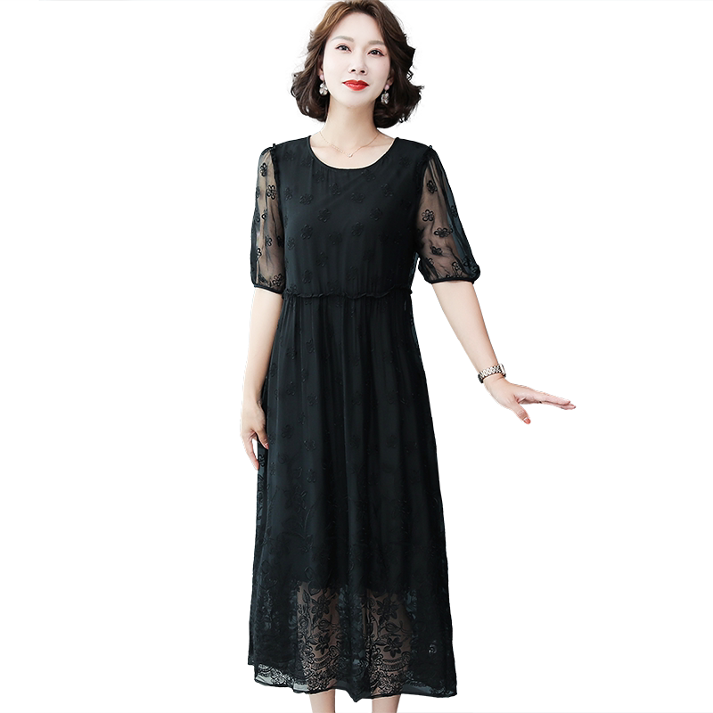 杭州桑蚕丝绸缎重磅真丝连衣裙女
