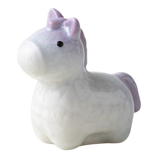 闽瓷陶艺窑变结晶釉变色小萌马茶宠摆件渐变紫创意可爱转转马茶玩