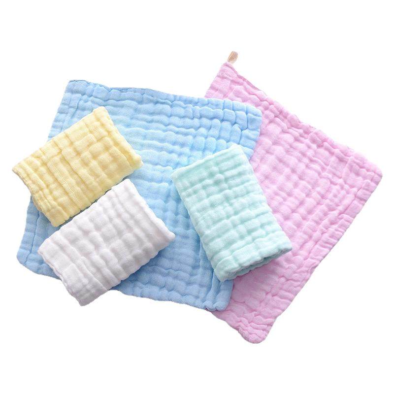 素色6层纱布30*30彩色方巾棉纱布婴儿柔软吸水毛巾儿童口水巾