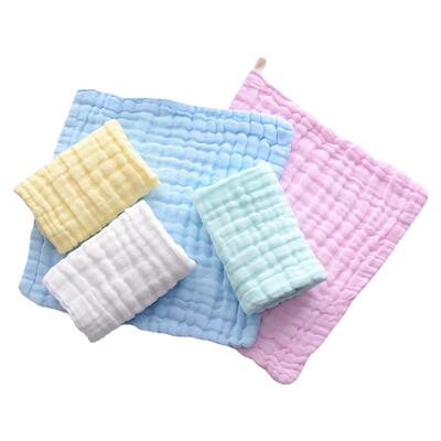 素色6层纱布30*30彩色方巾棉纱布婴儿柔软吸水毛巾儿童口水巾
