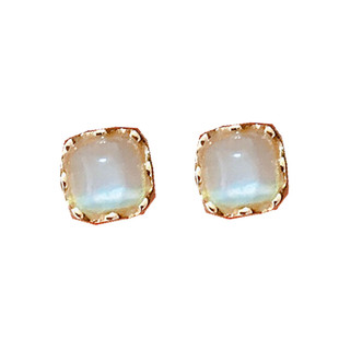 小巧精致猫眼石几何耳钉2026年新款潮小众设计感925银针气质耳环