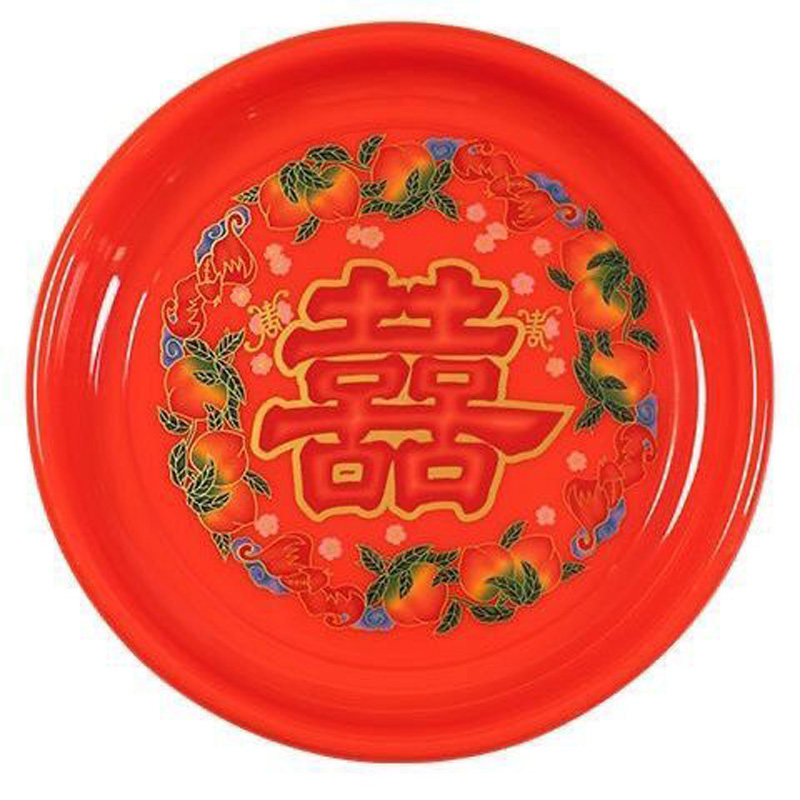 果盘喜庆茶盘拜神塑料盘子喜庆