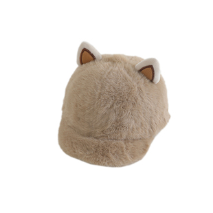 婴儿帽子秋冬季男宝宝潮流猫耳鸭舌帽保暖韩版小童毛绒短檐棒球帽