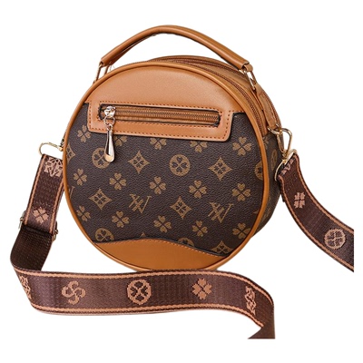 小圆包复古印花手提斜挎包