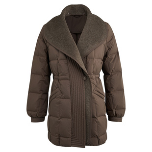 [商场同款]LANDI绵羊毛大翻领拼接白鹅绒中长羽绒服2025冬新品