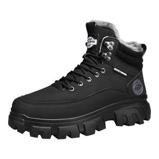 高帮男鞋冬季加绒加厚保暖棉鞋厚底防水工装马丁靴东北防寒雪地靴