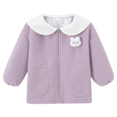 宝宝可爱娃娃领羽绒服防脏罩衣