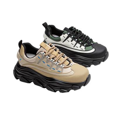 系带厚底圆头轻便休闲鞋