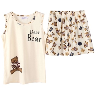 夏季纯棉情侣睡衣薄款无袖宽松男女式背心吊带短裤大码家居服套装