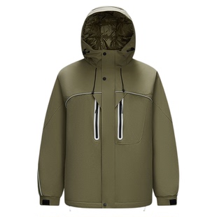 森马羽绒服男冬季80绒子宽松连帽保暖外套肌理感户外运动工装上衣