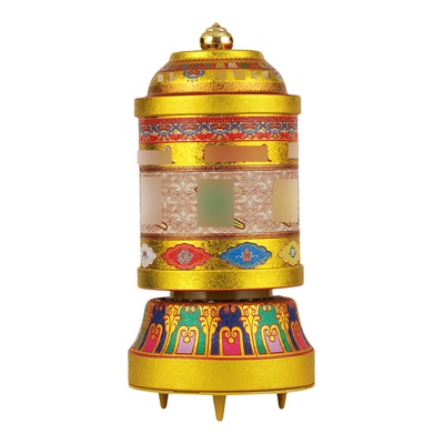 藏式电动转金轮家用摆件合金转筒