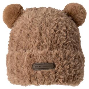 毛绒帽子女冬天可爱小熊耳朵秋冬季保暖加厚护耳百搭针织毛线包头