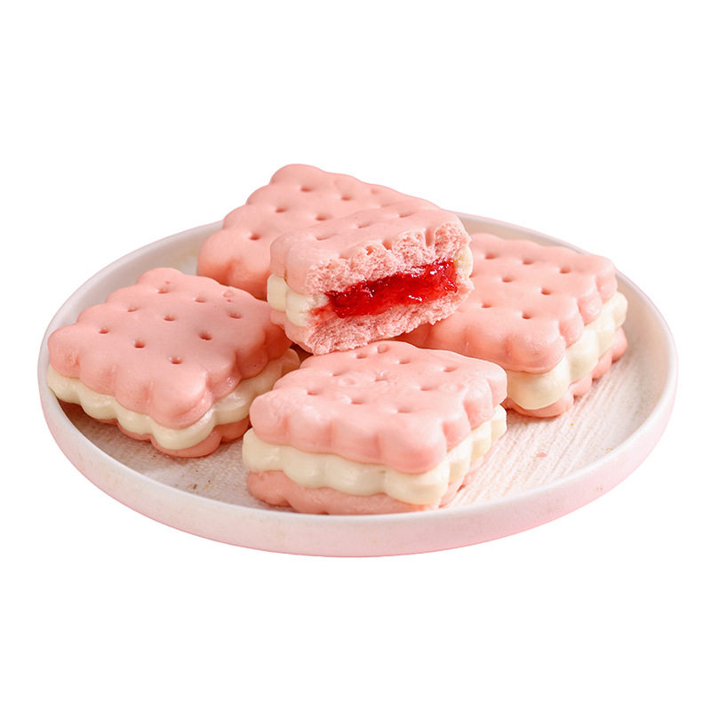 草莓牛乳夹心饼干馒头卡通面点