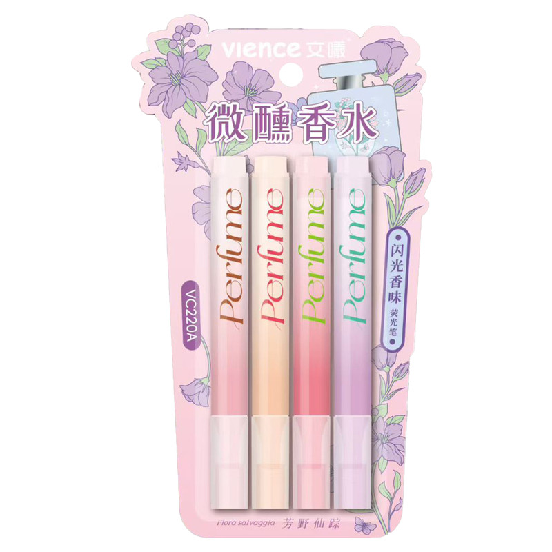 vience文曦集物社荧光笔多色套装闪光香水味笔学生用标记笔少女心