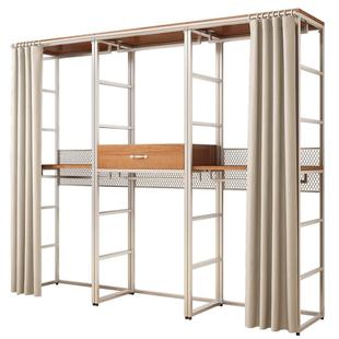 金属衣柜家用卧室实木挂衣柜铁艺衣橱步入式衣架落地开放式衣帽间