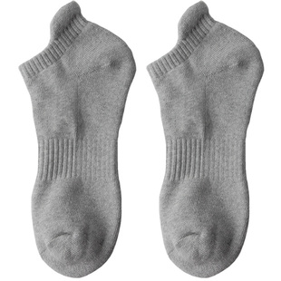 毛巾底短袜男加厚纯棉白色防臭吸汗全棉短筒健身跑步红色运动袜子