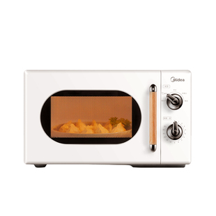 美的微波炉家用2025新款复古转盘小型迷你热饭智能速热PM2004