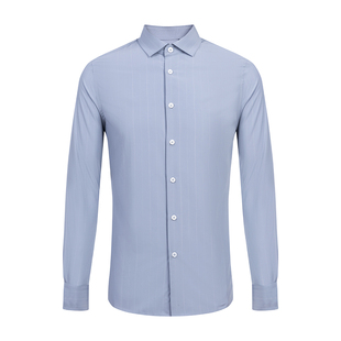 BONI/堡尼春夏新品商务长袖衬衫修身竖条纹男士休闲衬衣GN269131A