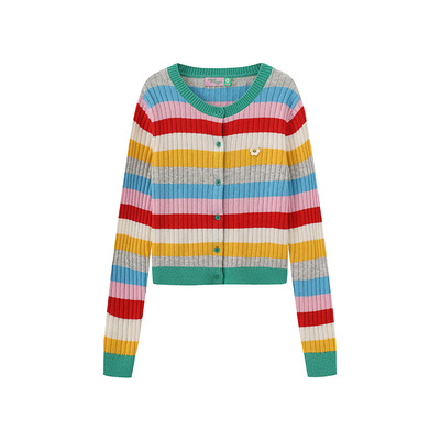 wigglewiggle经典笑脸花条纹毛衣